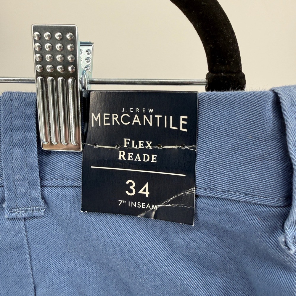 J.Crew Mercantile Flex Reade Mens Blue Chino Shorts Size 34 7 Inch Inseam - Picture 3 of 6